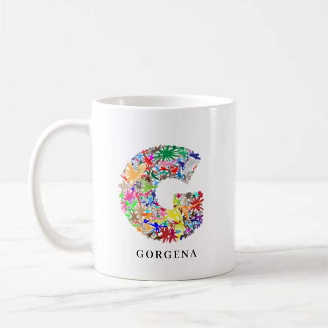 Tasse de café à monogramme de fleur d'alphabet per (Gauche)