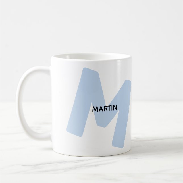 Tasse de café à monogramme et nom oversize moderne (Gauche)