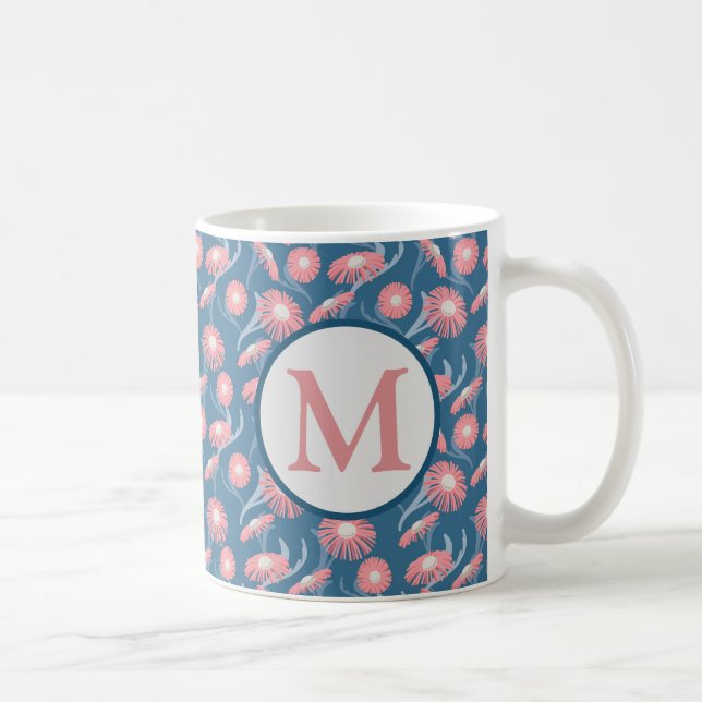Tasse de café à monogramme Fleurs roses pour maman (Droite)
