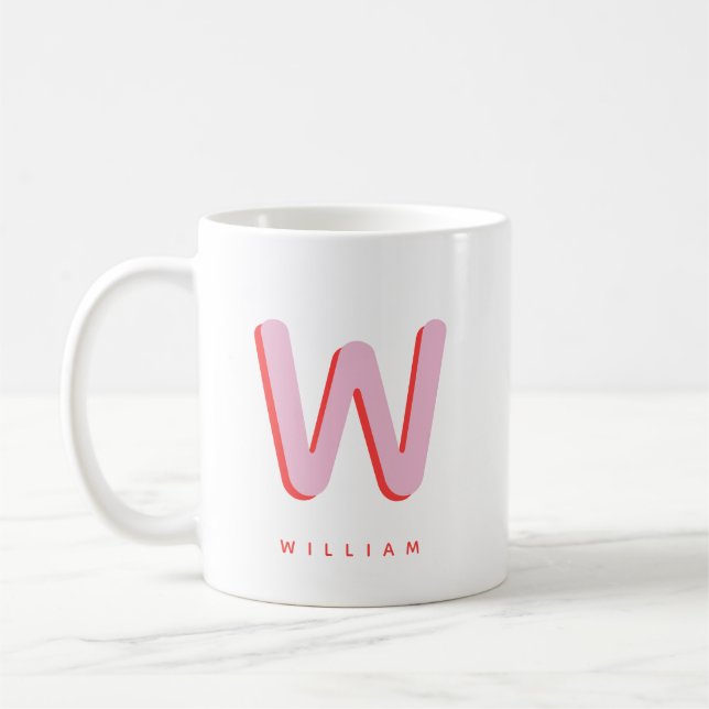 Tasse de café à monogramme personnalisé et nom (Gauche)