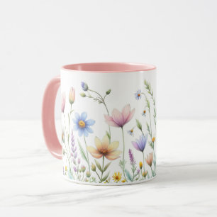 Tasse de café à motif de fleurs aquarelles fantais