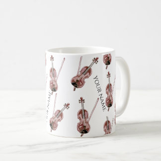 Tasse de café à motif de violon vintage avec nom p