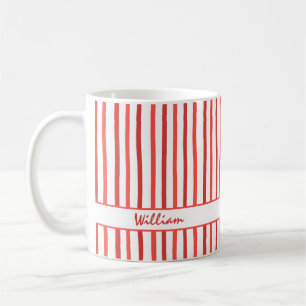 Tasse de café à motif rayures et nom personnalisé