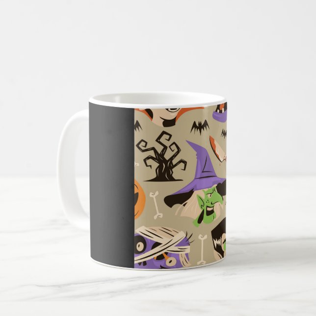Tasse de café à motif vintage Halloween (Devant gauche)