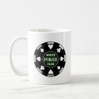 Tasse de café à puce de poker noir du club de poke