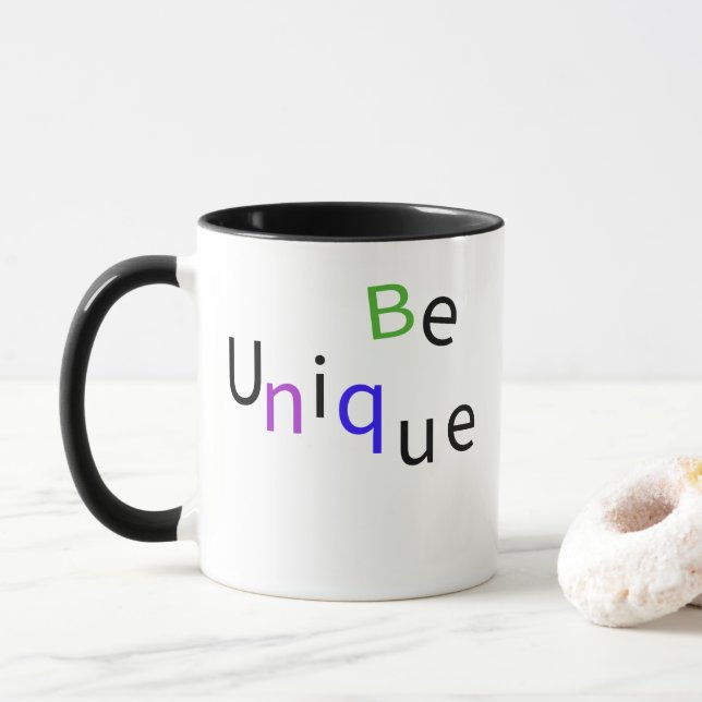 Tasse de café à typographie inspirante « Soyez uni (Avec donut)