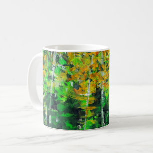 Tasse de café acrylique d'art "de région boisée