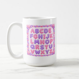 Tasse de café Alphabet Ballons Rose et Violet