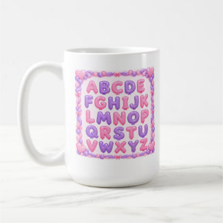 Tasse de café Alphabet Ballons Rose et Violet