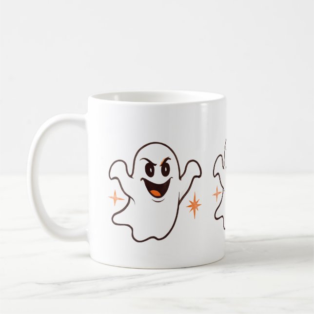 Tasse de café amusante avec un fantôme effrayant m (Gauche)