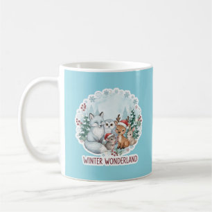 Tasse de café aquarelle Animaux de la forêt d'hive