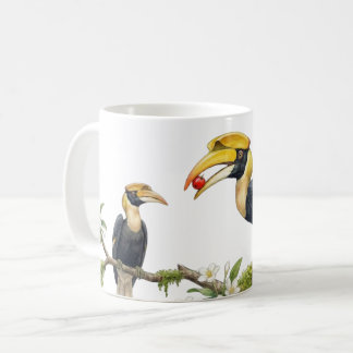 Tasse de café aquarelle Grand Calao Amour Véritabl