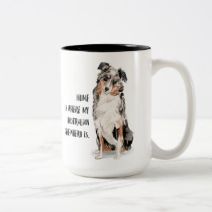 Tasse Mug motif chien  BERGER AUSTRALIEN BLEU MERLE 