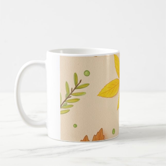 Tasse de café aux feuilles d'automne esthétiques (Gauche)
