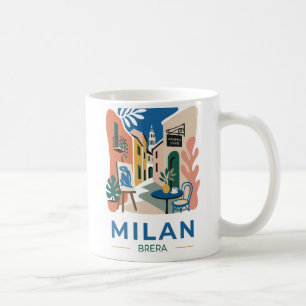 Tasse de café avec affiche de voyage artistique de