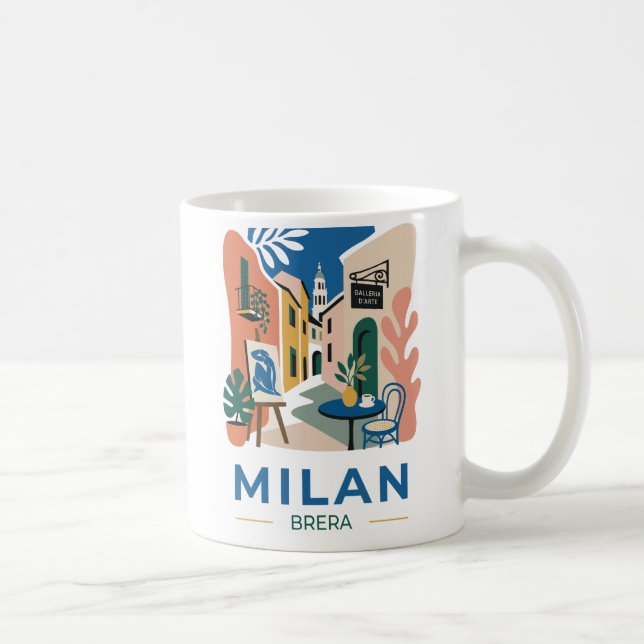 Tasse de café avec affiche de voyage artistique de (Droite)