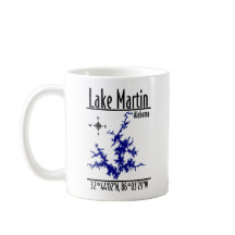 Tasse de café avec carte nautique bleue du lac Mar