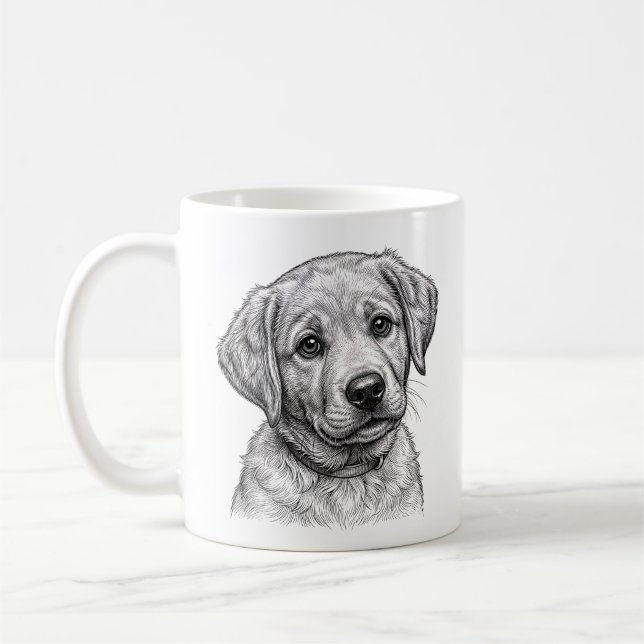 Tasse de café avec chiot Labrador (Gauche)
