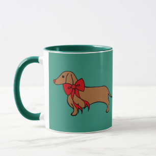 Tasse de café avec chiot teckel pour Noël