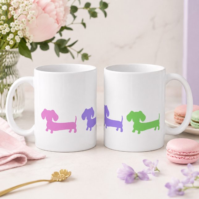 Tasse de café avec chiots teckel pastel (Pastel Dachshund Puppies Coffee Mug)