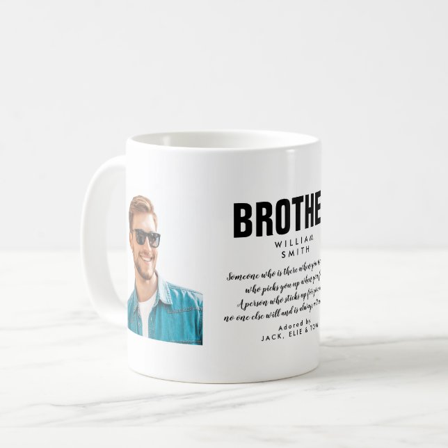 Tasse de café avec citation de frère moderne (Devant gauche)