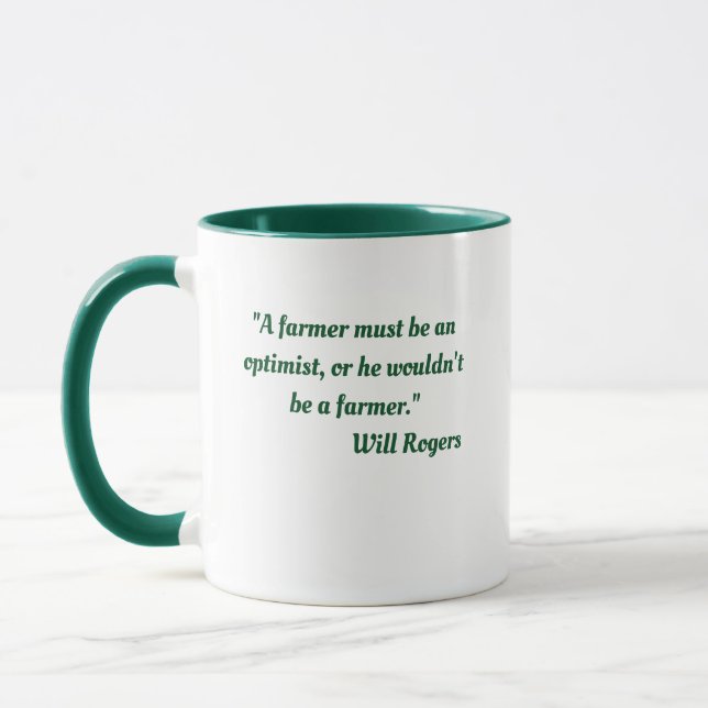 Tasse de café avec citation de Will Rogers sur le  (Gauche)