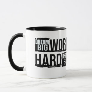 Tasse de café avec citation motivante « Rêve grand