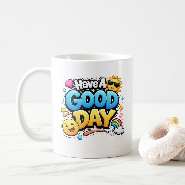 Tasse de café avec citation positive mignonne (Avec donut)