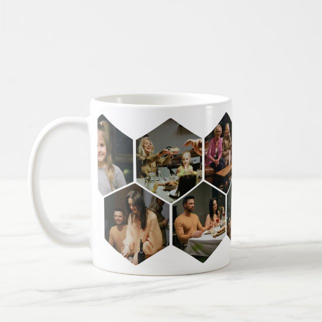Tasse de café avec collage de photos en hexagone g (Gauche)