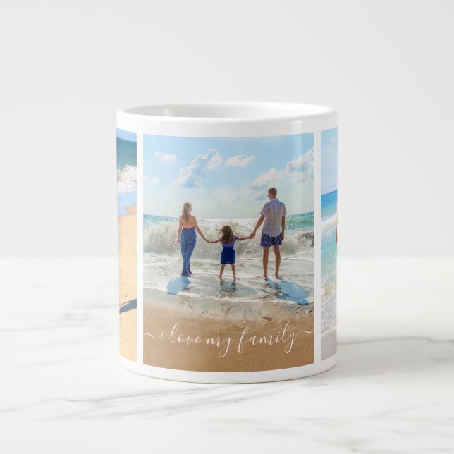 Tasse de café avec collage de photos Texte - J'aim (Devant)