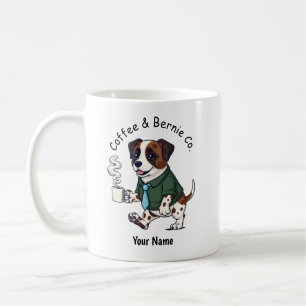 Tasse de café avec costume d'affaires de chien St.