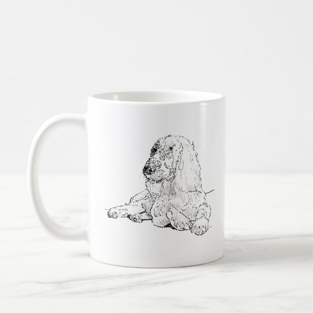 Tasse de café avec dessin au trait de Cocker Spani (Gauche)