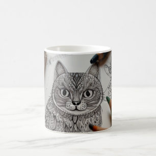 Tasse de Café avec Dessin au Trait de Mandala du C