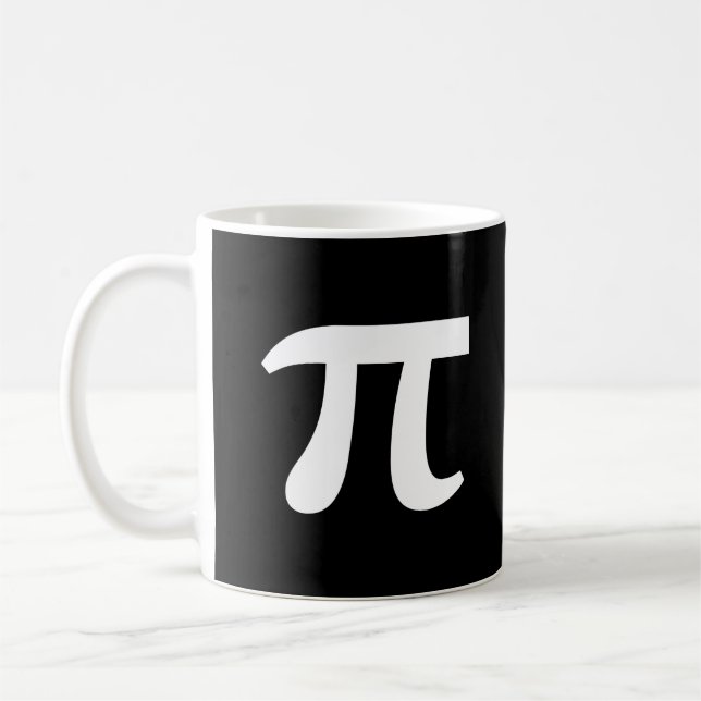 Tasse de café avec écriture blanche π Pi (Gauche)