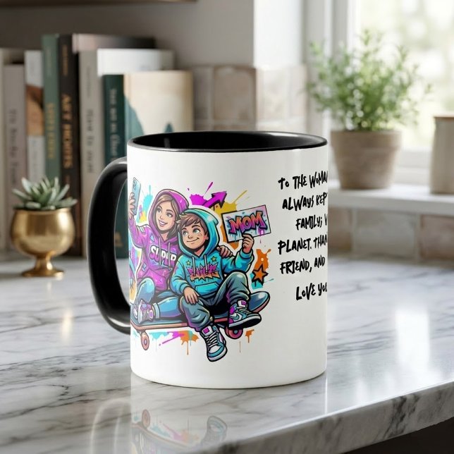 Tasse de café avec graffiti Mère & Fils (Créateur téléchargé)