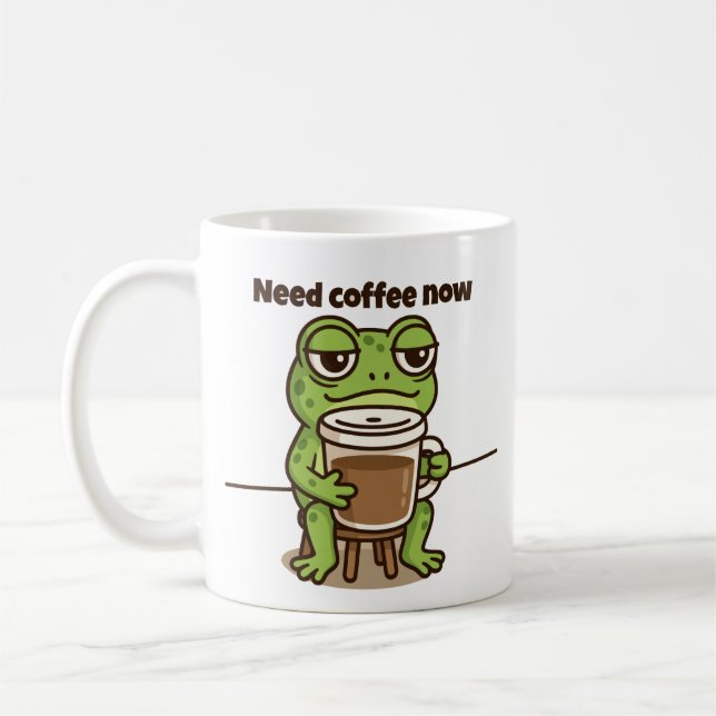 Tasse de café avec grenouille drôle Mème Dessin an (Gauche)