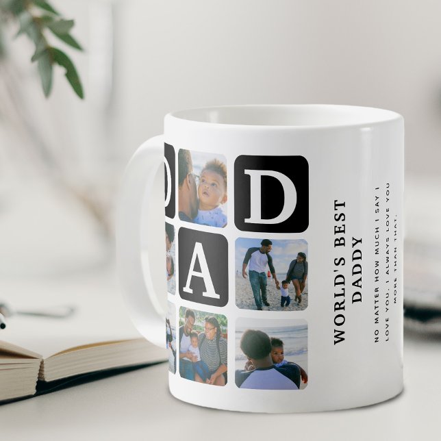 Tasse de café avec grille de photos multiples mode (Modern Worlds Best Daddy Photo Collage Coffee Mug)