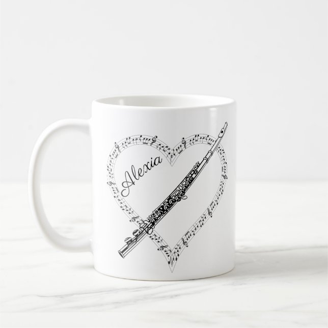 Tasse de café avec notes de musique de flûte (Gauche)