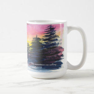 Tasse de café avec peinture de majesté de montagne
