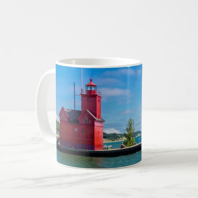 Tasse de café avec phare de Holland Harbor (Devant gauche)