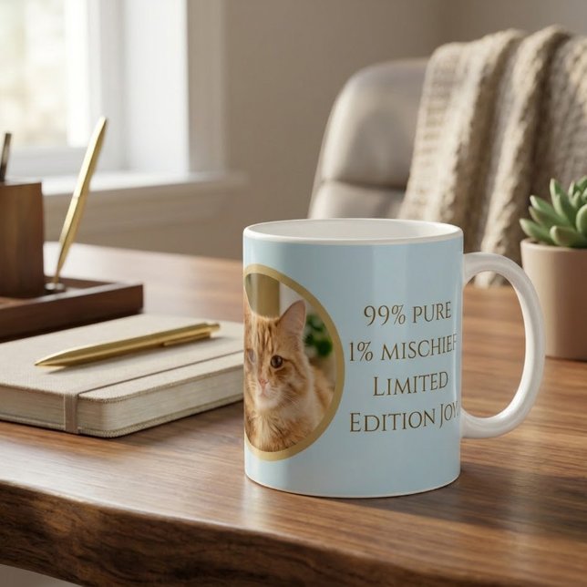 Tasse de café avec photo et nom de chat roux perso (Créateur téléchargé)
