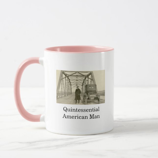 Tasse de café avec photo réelle d'un homme américa (Gauche)