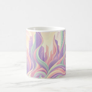 Tasse de café avec silhouette de ville abstraite