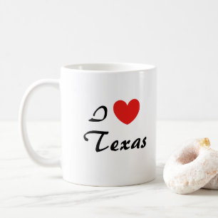 Tasse de café avec typographie « J'aime Texas Hear