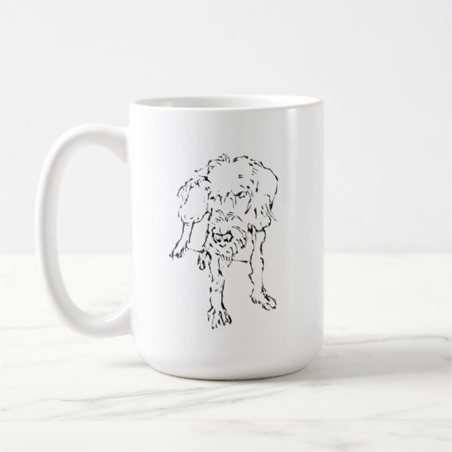 Tasse de café avec un chiot teckel à poil dur mign (Gauche)