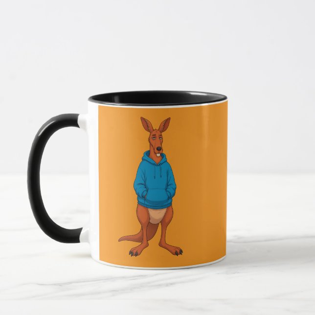 Tasse de café avec un kangourou drôle en sweat à c (Gauche)