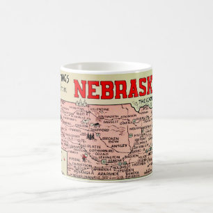 Tasse de café avec une carte vintage du Nebraska