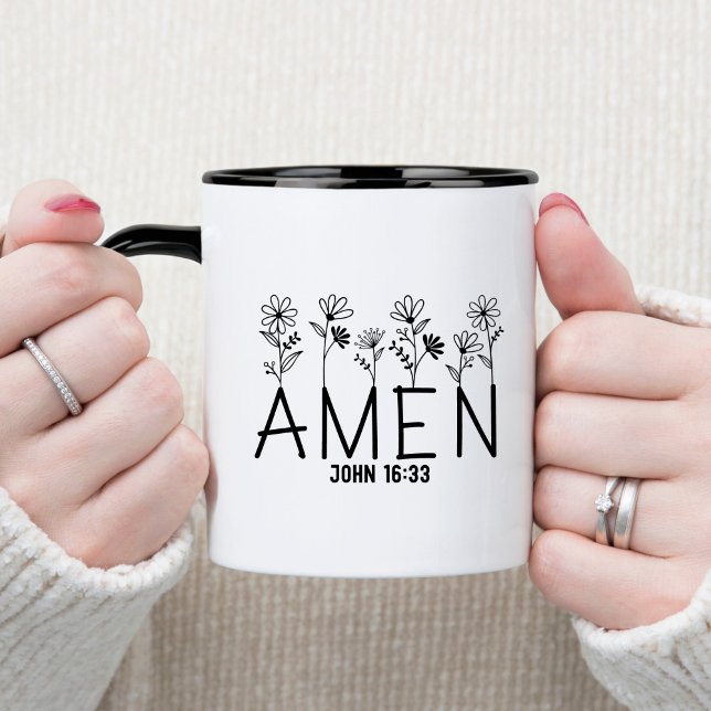 Tasse de café avec verset biblique Amen chrétien (Créateur téléchargé)