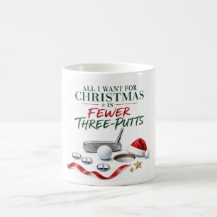Tasse de café avec vœux de Noël de golf avec balle