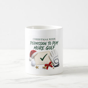 Tasse de café avec vœux de Noël de golf avec balle